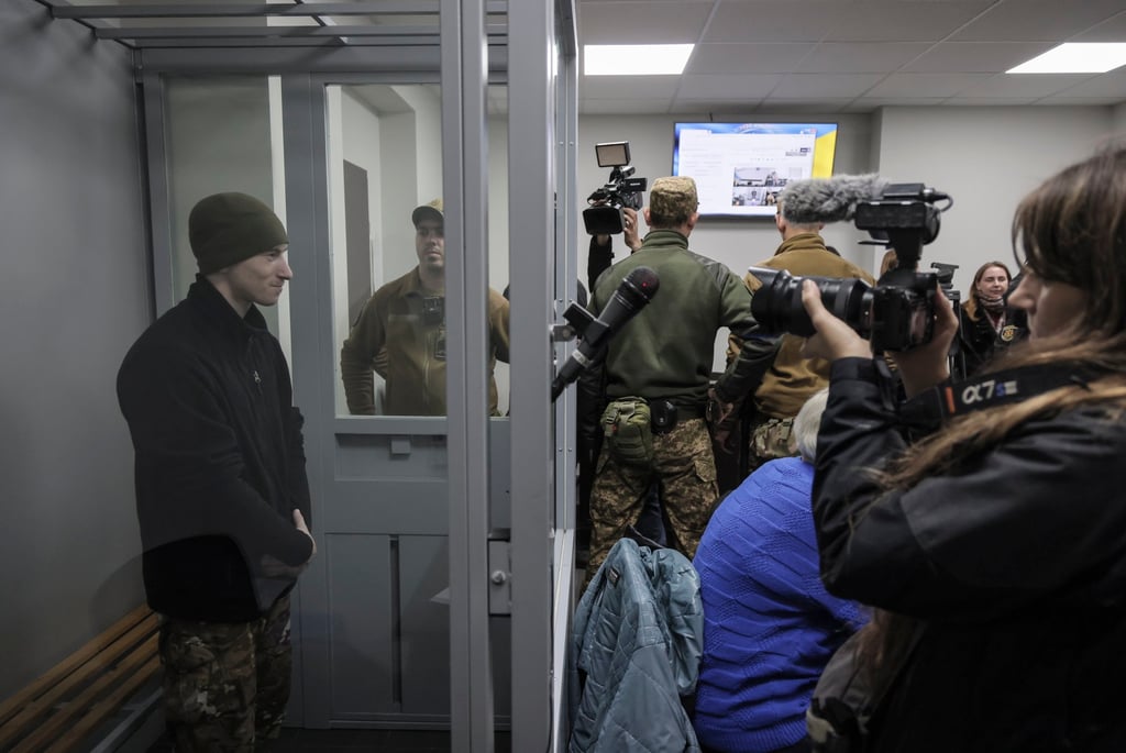 Captured Russian soldier Dmitry Kurashov attends a court hearing in Zaporizhzhia, Ukraine, on Thursday. Photo: EPA Captured Russian soldier Dmitry Kurashov attends a court hearing in Zaporizhzhia, Ukraine, on Thursday. Photo: EPA