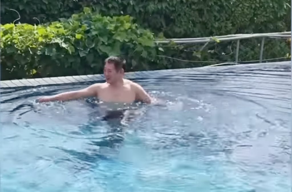 The video, named “An Honest Weekend,” features Li shirtless as he practises casual kung fu moves and enjoys a swim in his private pool. Photo: Weibo