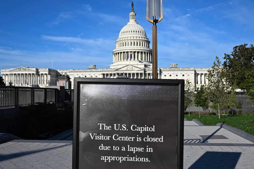A closed sign is seen outside the US Capitol Visitor Centre due to the US government shutdown. Photo: TNS A closed sign is seen outside the US Capitol Visitor Centre due to the US government shutdown. Photo: TNS