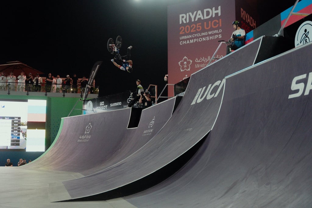 France’s Anthony Jeanjean impressed the judges, who scored him 94.4. Photo: UCI BMX Free Style