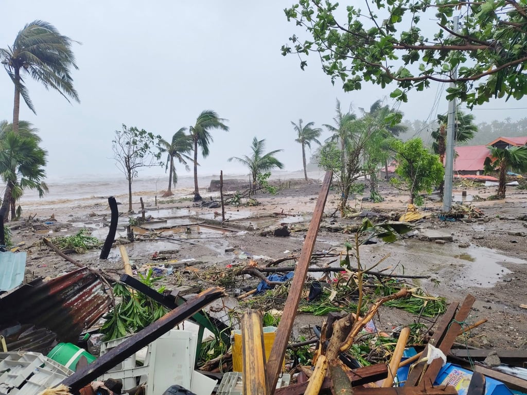 An area affected by Typhoon Fung-wong in Catanduanes on Sunday. Photo: Handout via Xinhua An area affected by Typhoon Fung-wong in Catanduanes on Sunday. Photo: Handout via Xinhua