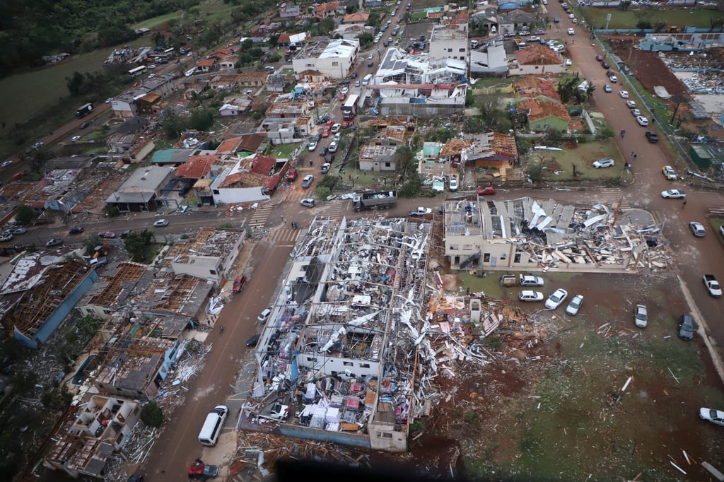 Destroyed buildings in Rio Bonito do Iguacu, Parana state, Brazil, are seen on Saturday in the wake of a deadly tornado. Photo: Parana State Government via Reuters Destroyed buildings in Rio Bonito do Iguacu, Parana state, Brazil, are seen on Saturday in the wake of a deadly tornado. Photo: Parana State Government via Reuters