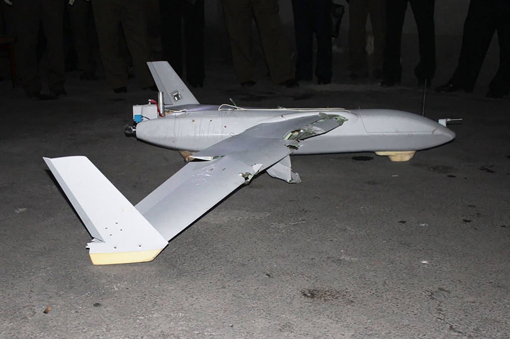 A South Korean drone is seen in an undisclosed location after being recovered by North Korea in October last year. Photo: KCNA/KNS/AFP