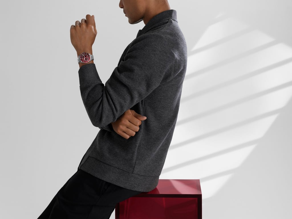The burgundy colour of the Tudor Black Bay 58 is inspired by the 1995 Tudor Prince Date Submariner. Photo: Handout