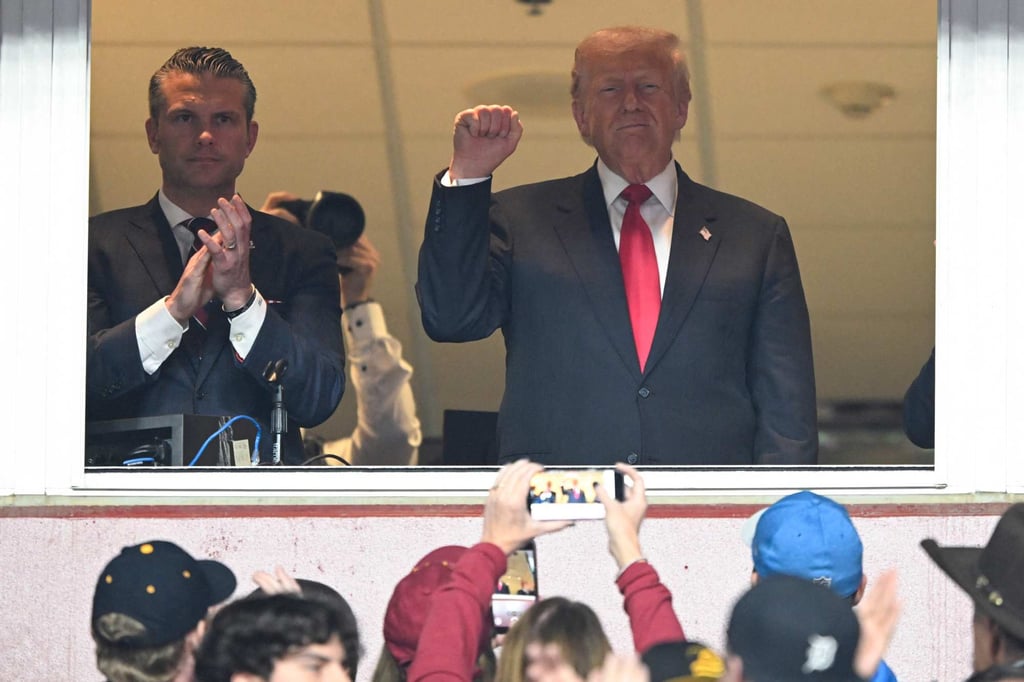 US President Donald Trump at an NFL football game on Sunday. Photo: AFP