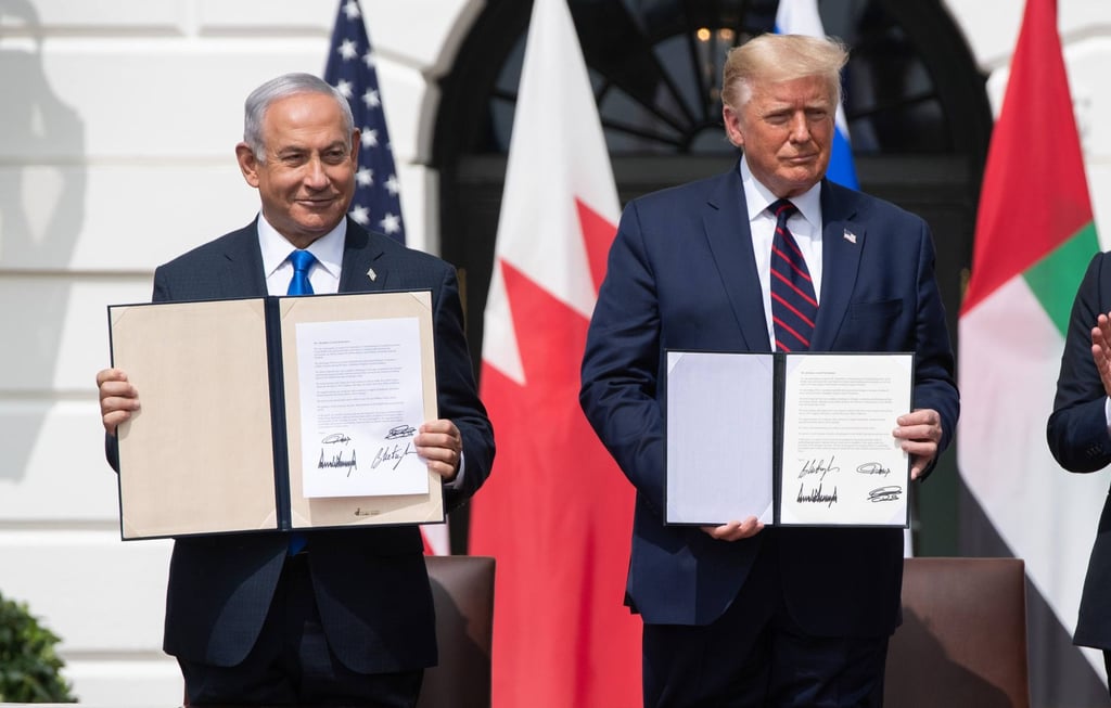 Israeli Prime Minister Benjamin Netanyahu and US President Donald Trump at the signing of the Abraham Accords in September 2020. Photo: AFP