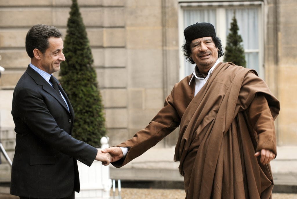 Sarkozy welcomes Libyan leader Muammar Gaddafi in Paris in December 2007. Photo: AFP