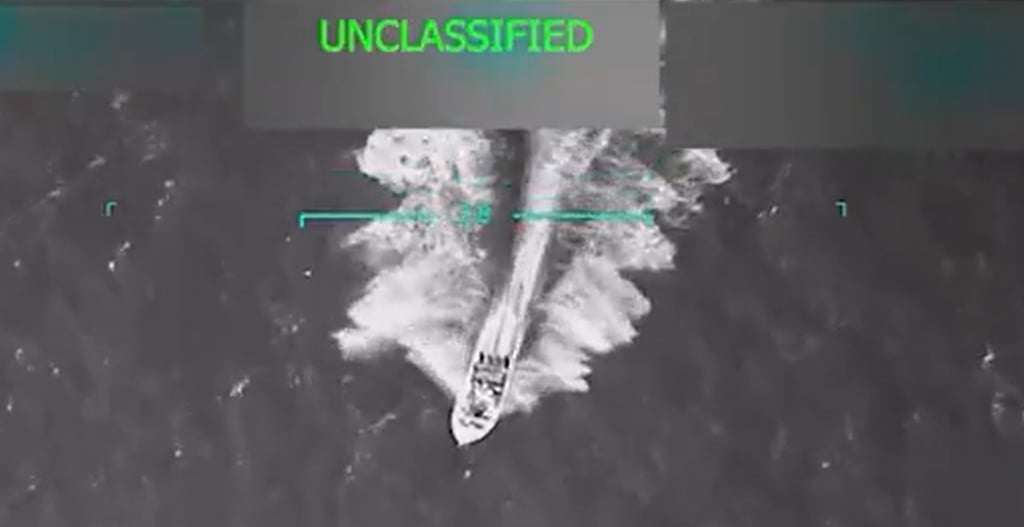 US President Donald Trump shared a video on social media last month, claiming American forces attacked a drug boat, killing 11 “narcoterrorists”. Photo: Truth Social/realDonaldTrump