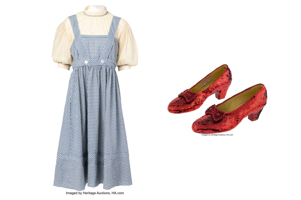 Dorothy’s dress and ruby slippers from The Wizard of Oz. Photo: Heritage Auctions via AP Dorothy’s dress and ruby slippers from The Wizard of Oz. Photo: Heritage Auctions via AP
