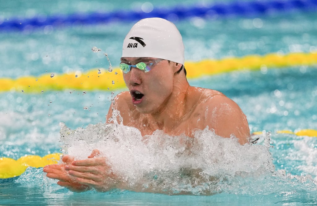 Qin Haiyang on his way to victory in the men’s 100m breaststroke final. Photo: Xinhua Qin Haiyang on his way to victory in the men’s 100m breaststroke final. Photo: Xinhua