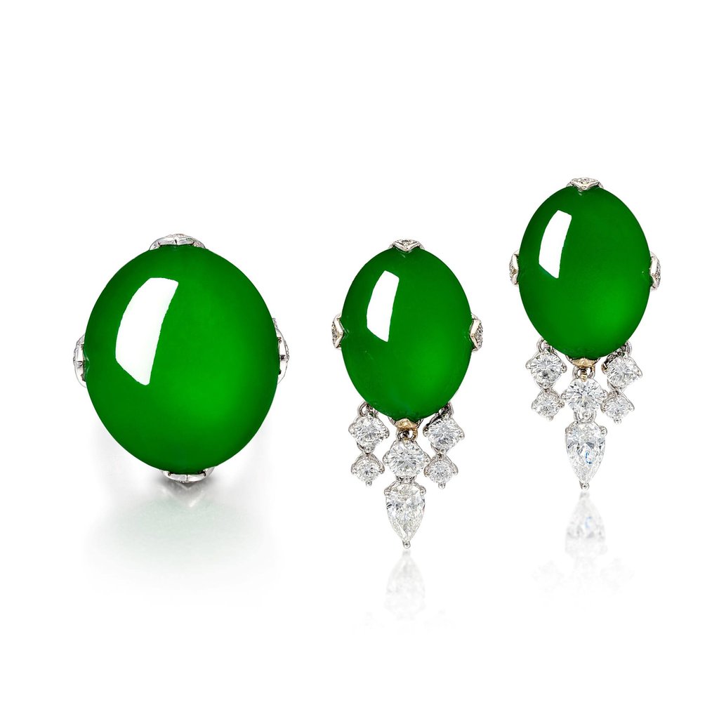 Jadeite and diamond demi-parure at Sotheby’s. Photo: Handout