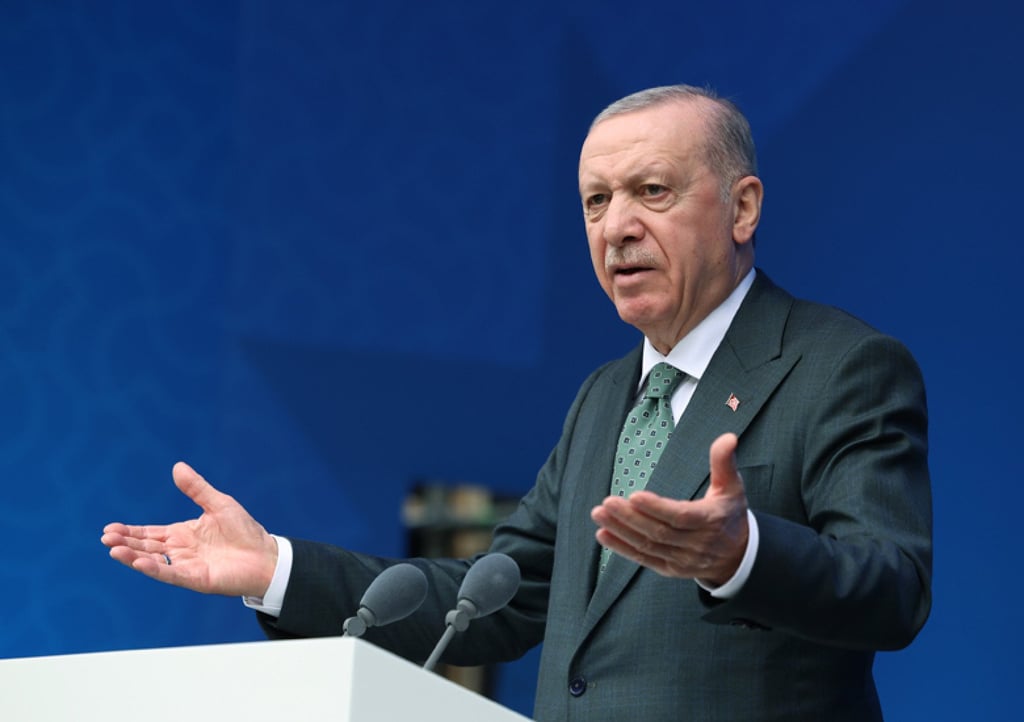 Turkey’s President Recep Tayyip Erdogan speaks during a trilateral summit in Lachin, Azerbaijan, in May. Photo: Turkish Presidency via dpa Turkey’s President Recep Tayyip Erdogan speaks during a trilateral summit in Lachin, Azerbaijan, in May. Photo: Turkish Presidency via dpa