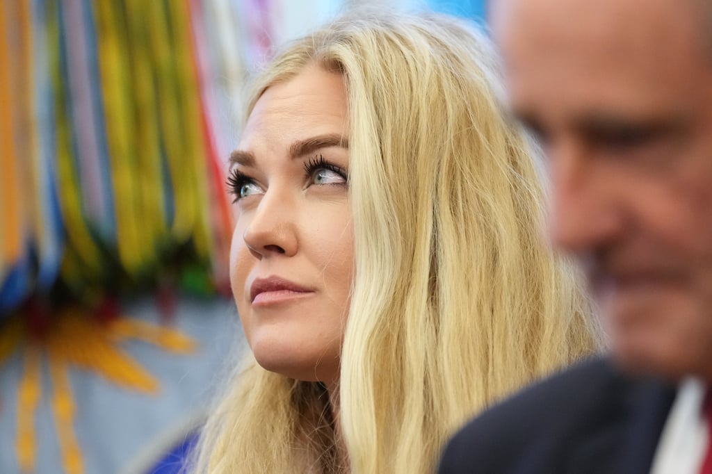 Erika Kirk listens as President Donald Trump speaks before Sergio Gor was sworn in as US Ambassador to India in the Oval Office of the White House, on November 10, in Washington. Photo: AP