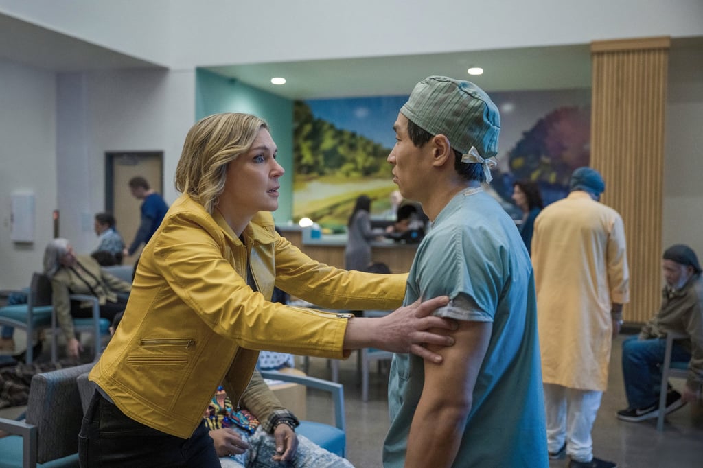 Rhea Seehorn and her co-star Kevin Chambers in Pluribus. Photo: TNS