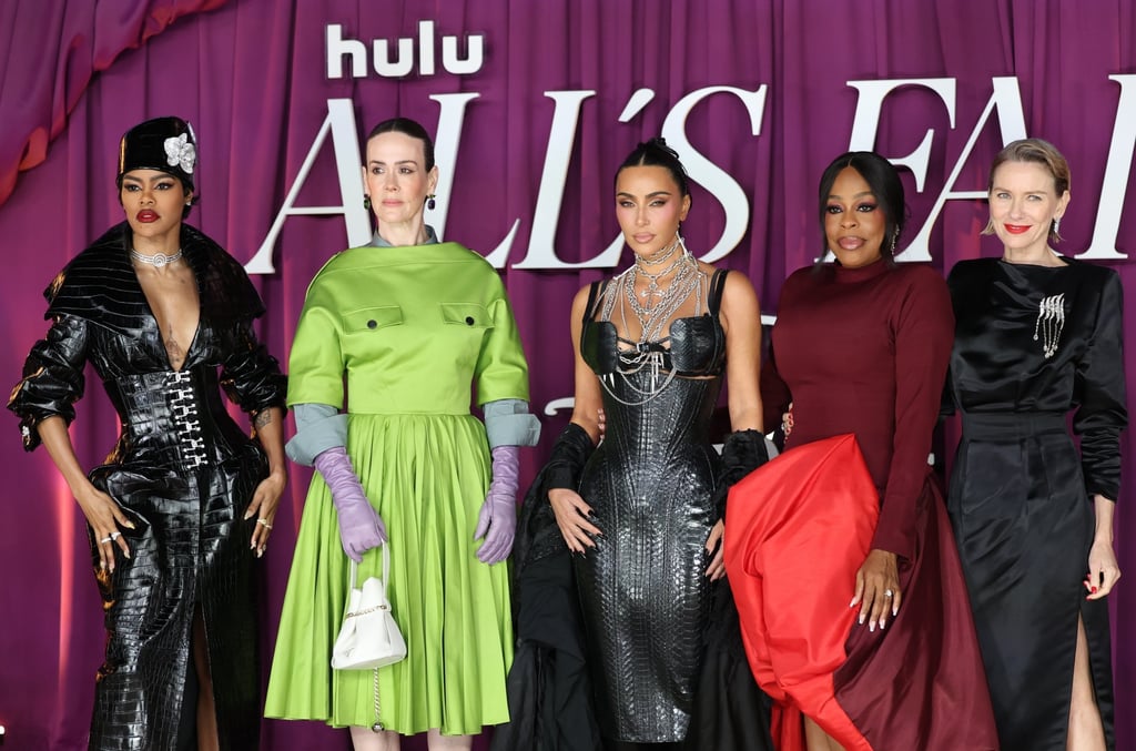 Teyana Taylor, Sarah Paulson, Kim Kardashian, Niecy Nash-Betts and Naomi Watts pose on the carpet for the premiere of the new Disney series All’s Fair in London, UK, on October 22. Photo: EPA