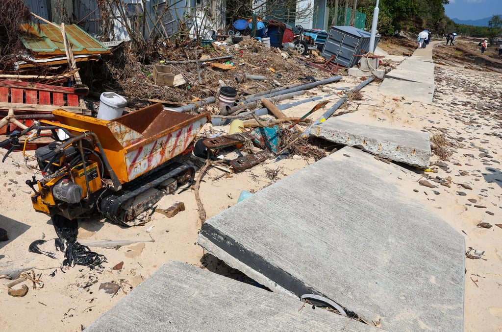 A road damaged by Super Typhoon Ragasa at Tung Ping Chau in Hong Kong. Photo: Edmond So A road damaged by Super Typhoon Ragasa at Tung Ping Chau in Hong Kong. Photo: Edmond So