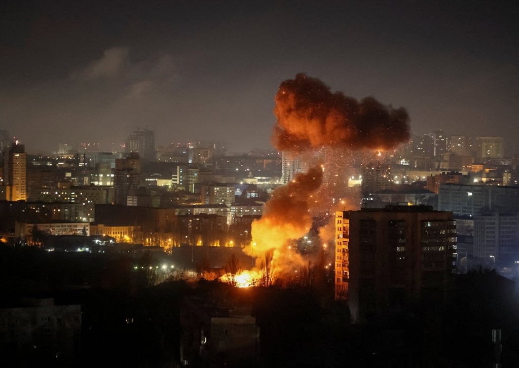A drone explodes during an attack on Kyiv. Photo: Reuters A drone explodes during an attack on Kyiv. Photo: Reuters