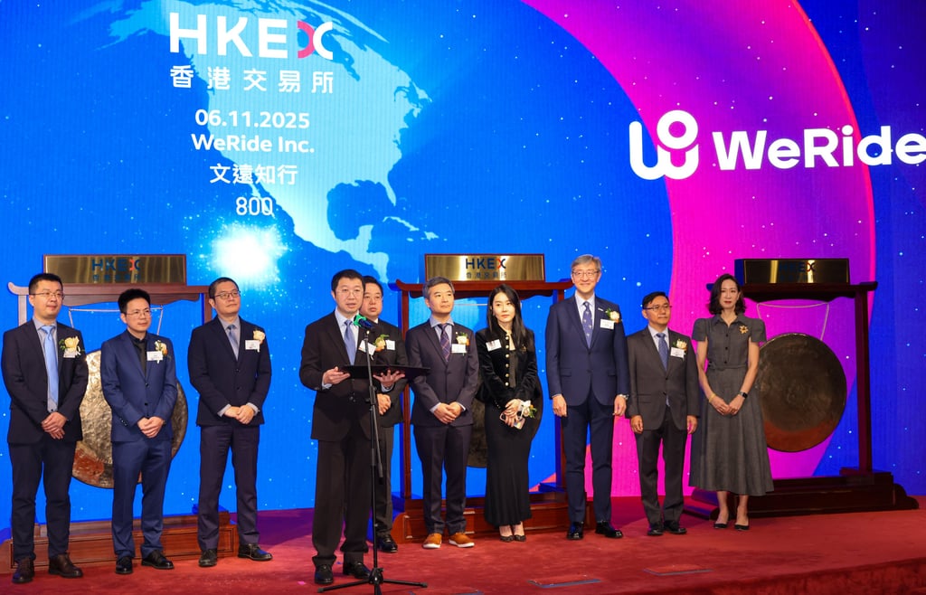 WeRide founder and CEO Tony Xu Han speaks at the company’s trading debut on the Hong Kong stock exchange on November 6, 2025. Photo: Nora Tam WeRide founder and CEO Tony Xu Han speaks at the company’s trading debut on the Hong Kong stock exchange on November 6, 2025. Photo: Nora Tam