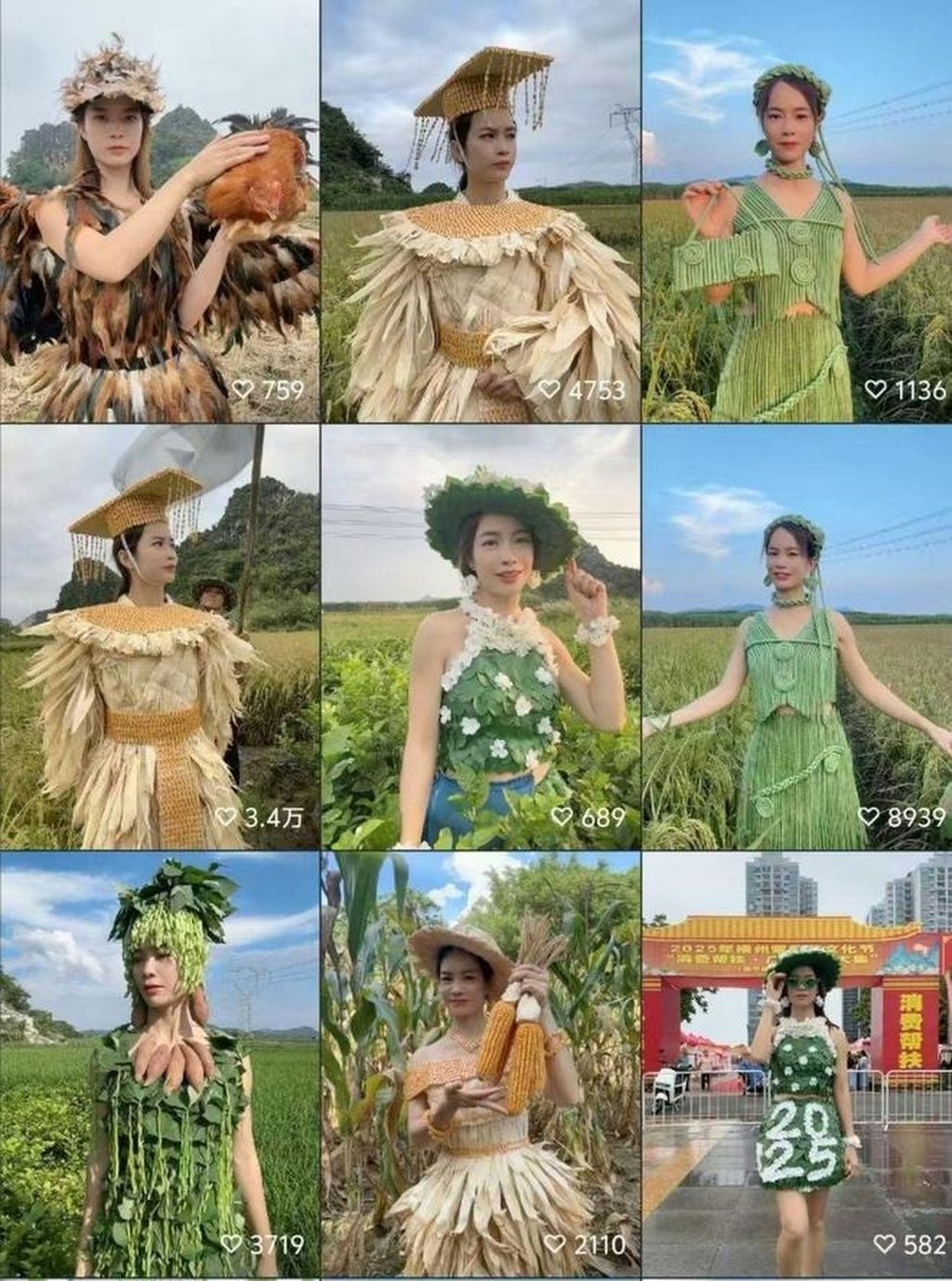 She has also organised several vegetable-themed fashion shows, featuring creations like the “sweet potato dress” and the “long bean outfit.” Photo: 163.com