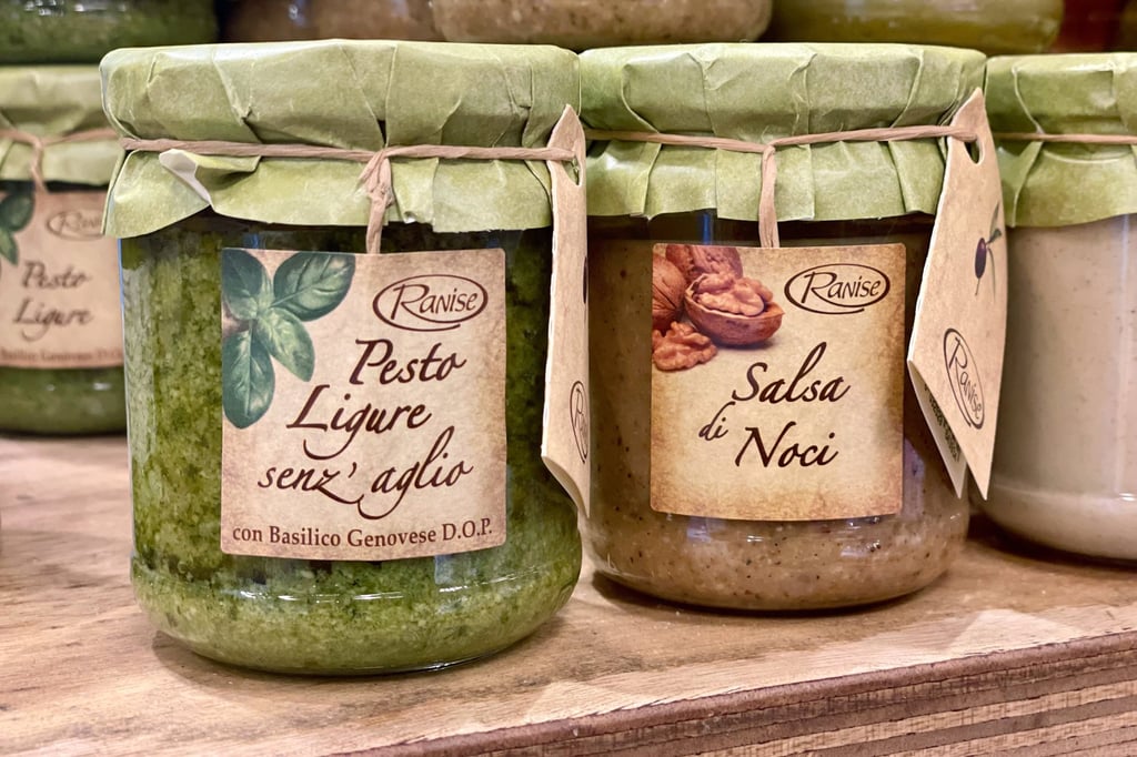 Pesto alla Genovese is made by grinding roasted pine nuts, garlic, sea salt and lots of basil with olive oil in a mortar to form a creamy pasta sauce. Photo: dpa Pesto alla Genovese is made by grinding roasted pine nuts, garlic, sea salt and lots of basil with olive oil in a mortar to form a creamy pasta sauce. Photo: dpa