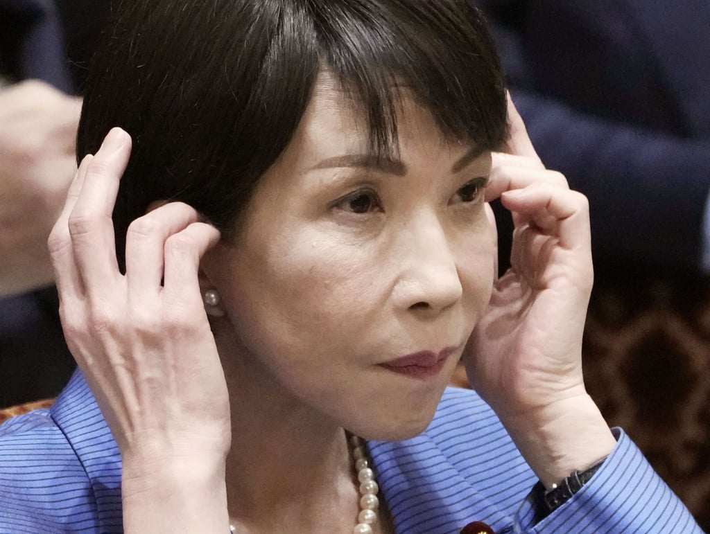 Japanese Prime Minister Sanae Takaichi listens to a question during a House of Councillors Budget Committee session in Tokyo on November 12, 2025. Photo: Kyodo