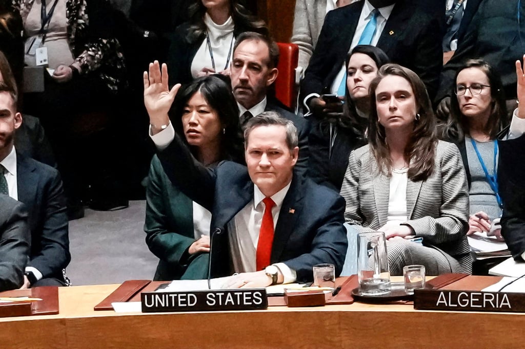 US ambassador to United Nations Michael Waltz voting in favour of the resolution. Photo: Reuters
