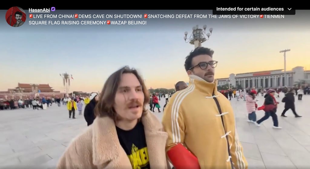 Hasan Piker and his crew have been travelling around China, a visit the influencer describes as a “dream come true”. Photo: screenshot