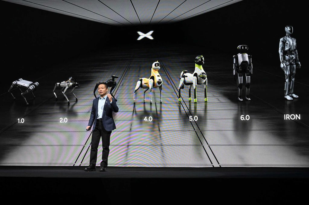 He Xiaopeng says the cost of producing humanoid robots will eventually come down to the level of building cars. Photo: AFP