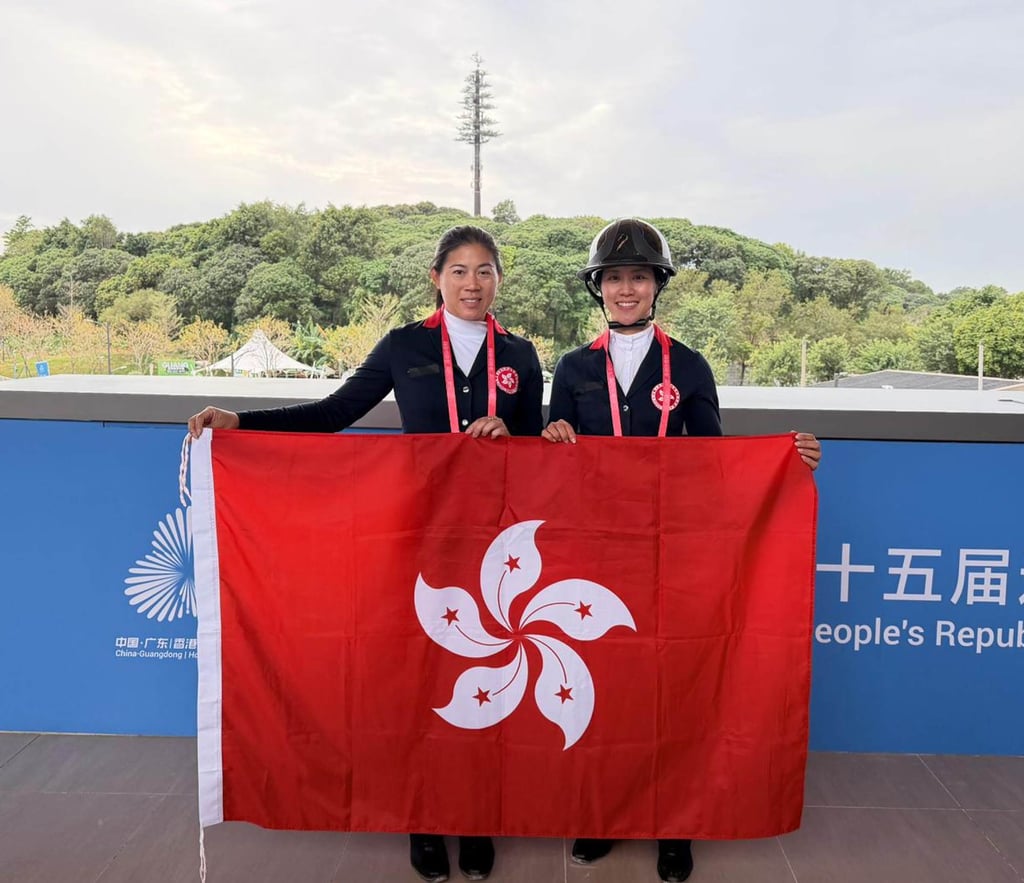 Raena Leung (left) and Jacqueline Lai after the National Games showjumping event. Photo: Handout Raena Leung (left) and Jacqueline Lai after the National Games showjumping event. Photo: Handout