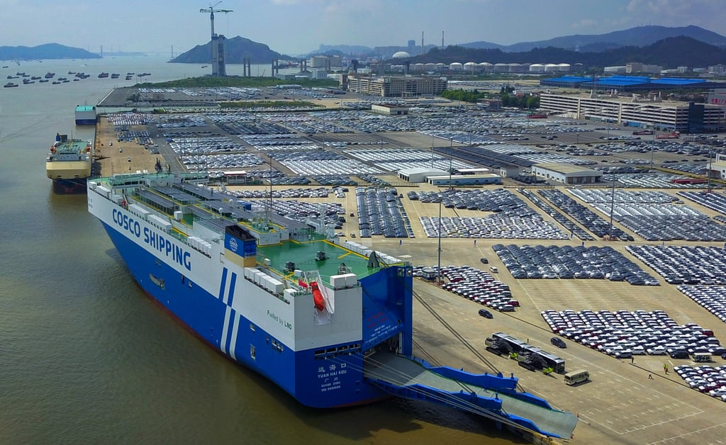 A ship built by Guangzhou Shipyard International is docked at Guangzhou Nansha Port on May 15. Photo: Xinhua
