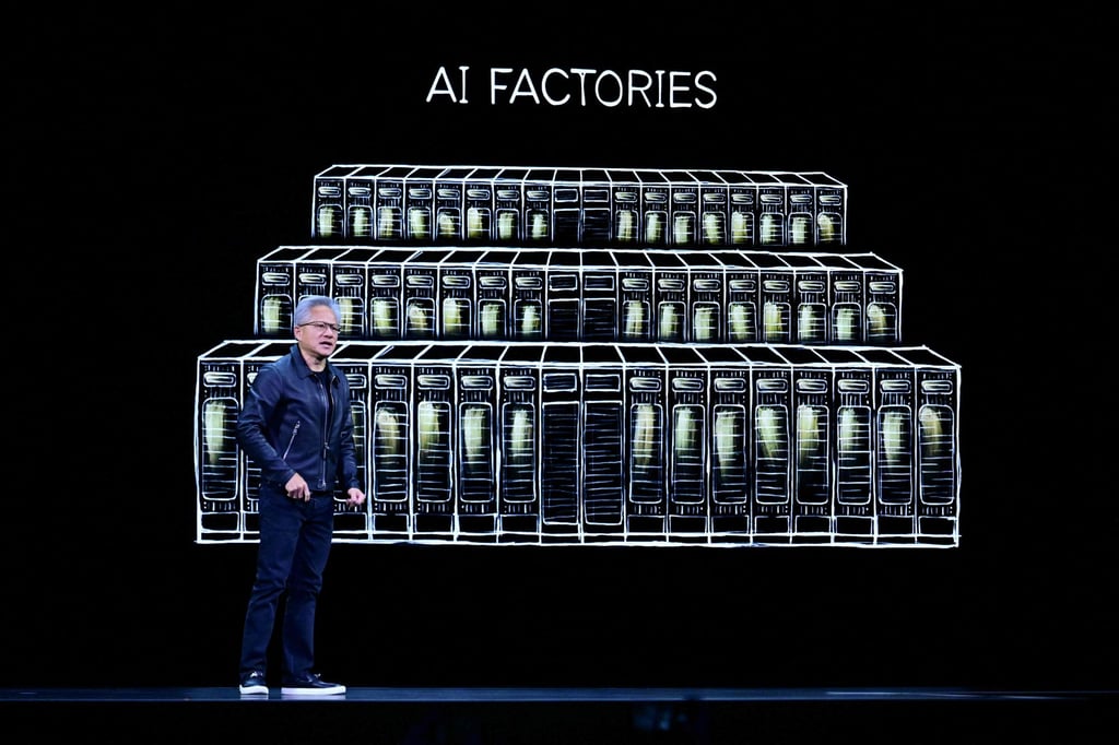 Nvidia CEO Jensen Huang speaks during a conference in Washington last month. A potential tech stock bubble has emerged as a primary concern for Asia-Pacific institutional investors. Photo: AFP