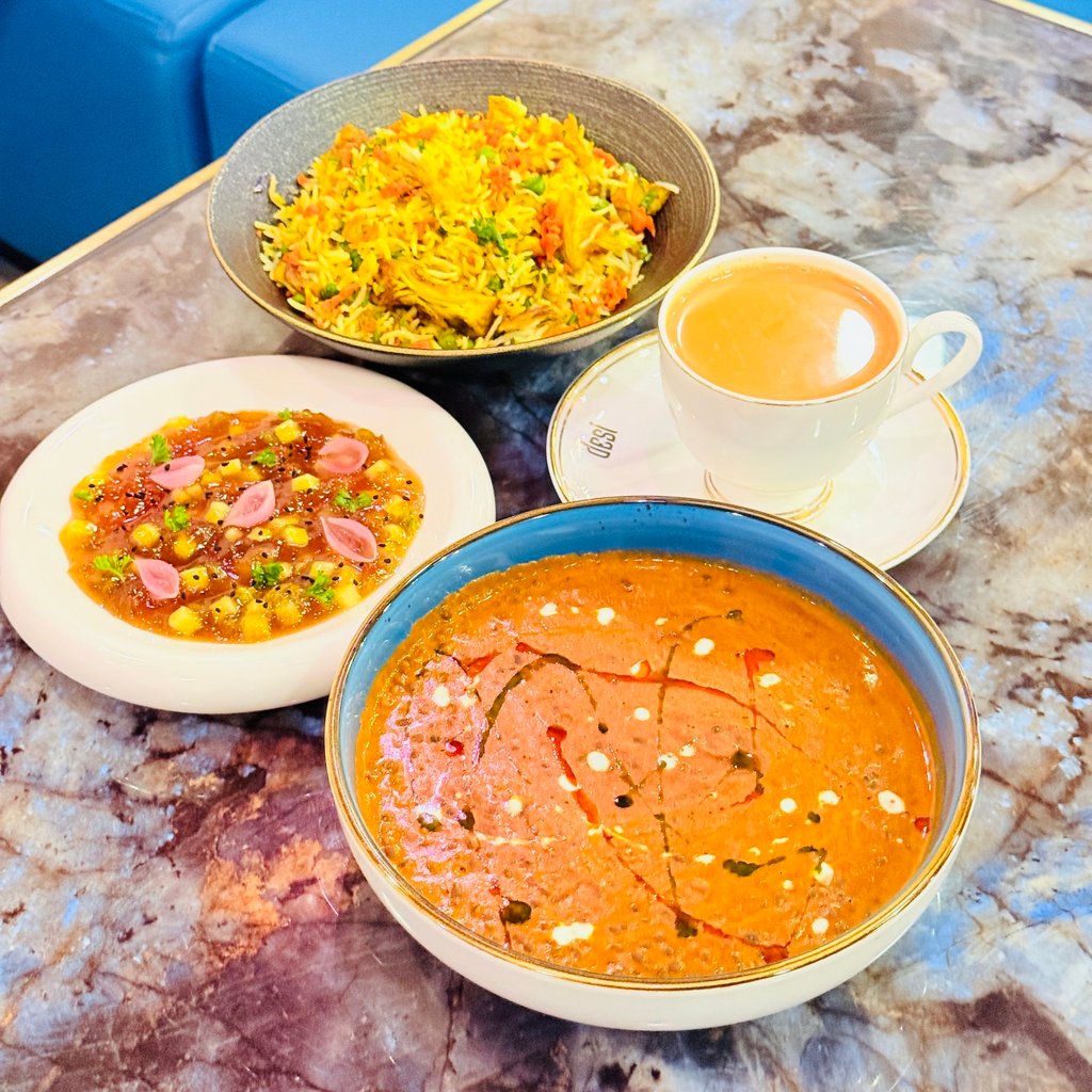Chutney, daal, pulao and masala chai – all incorporating cinnamon – at Desi Indian Lounge in Vancouver. Photo: Handout