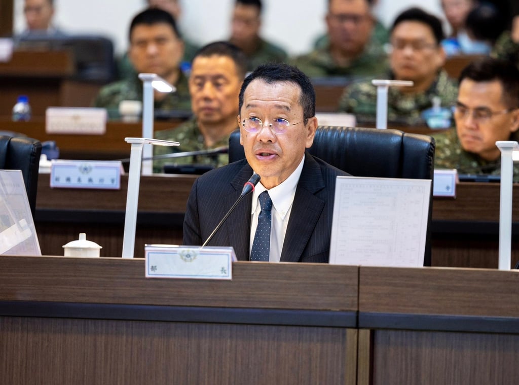 Wellington Koo, Taiwan’s defence minister, shares the military’s drone deployment plan with lawmakers. Photo: Military News Agency