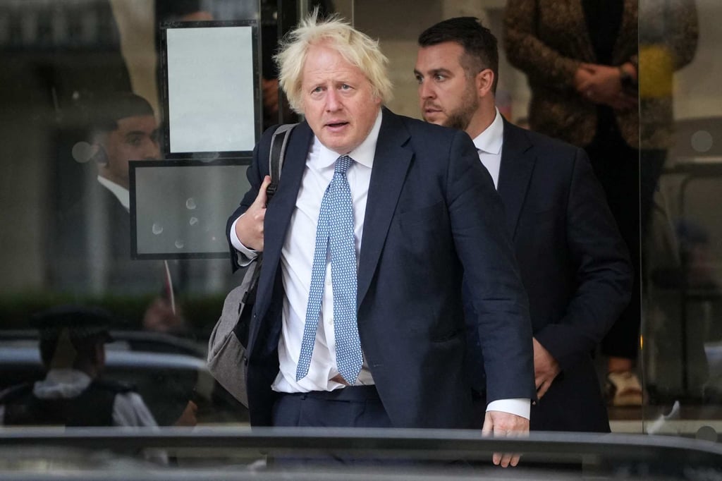 Boris Johnson, Britain’s former prime minister, leaves the UK Covid-19 Inquiry in London on October 21 after giving evidence. Photo: AFP