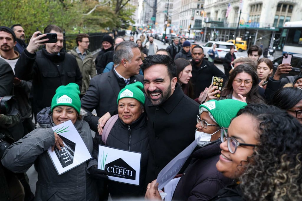 New York’s incoming mayor Zohran Mamdani greeting supporters on Thursday. Photo: AFP