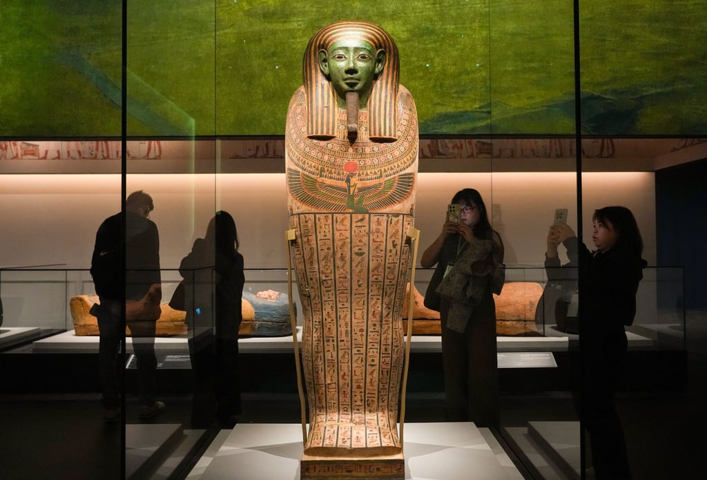 Anthropoid coffins are among the artefacts being displayed. Photo: Sam Tsang