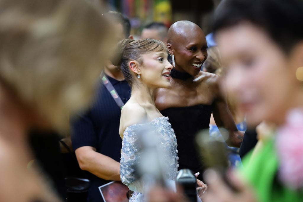 Ariana Grande (left) and Cynthia Erivo give an interview during the “Wicked: For Good” Asia-Pacific premiere in Singapore earlier this month. Photo: TNS