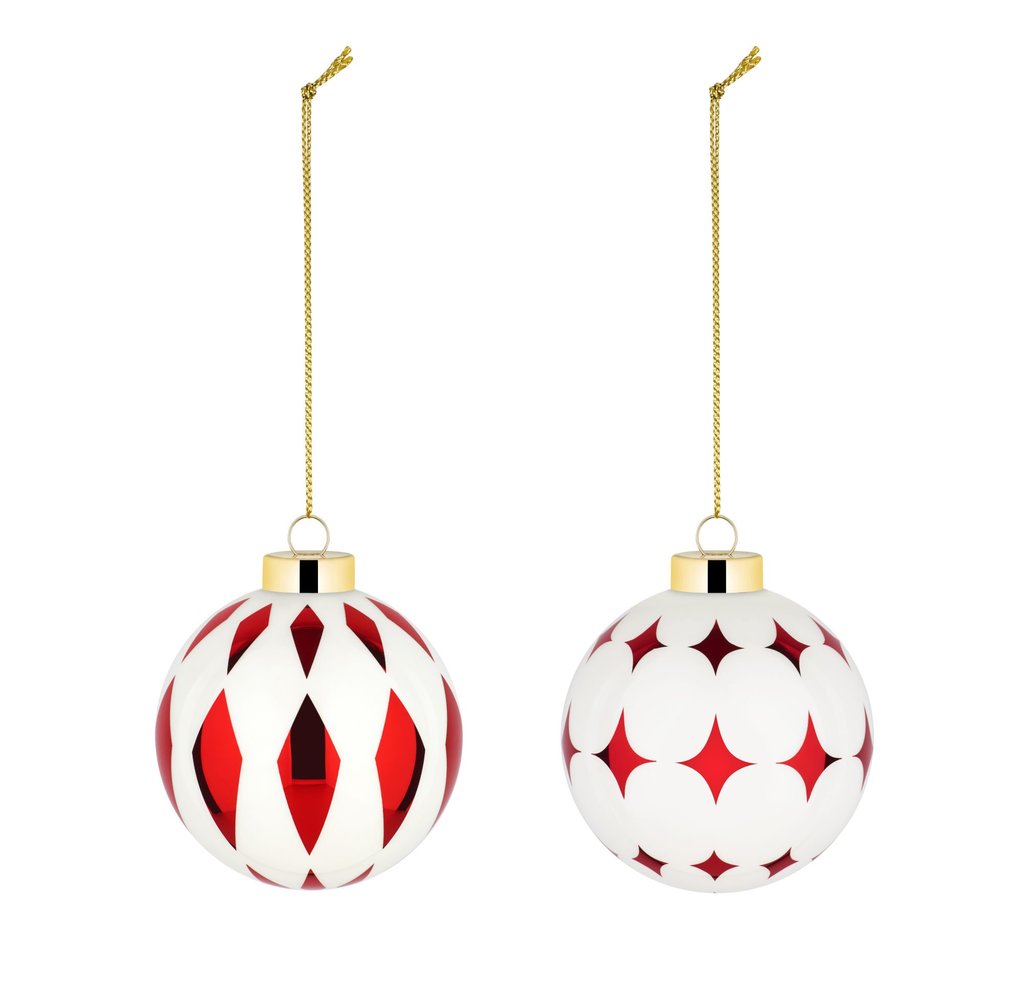 Alessi Christmas baubles – set of two (US$40). Photo: Handout