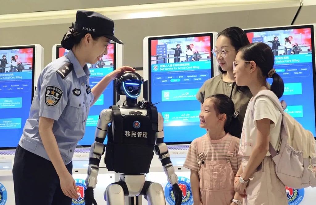 A Unitree robot seen at the Hangzhou immigration checkpoint. Photo: Handout