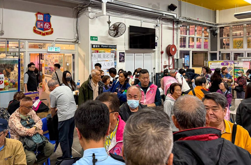 Residents rest at CCC Fung Leung Kit Memorial Secondary School. Photo: handout
