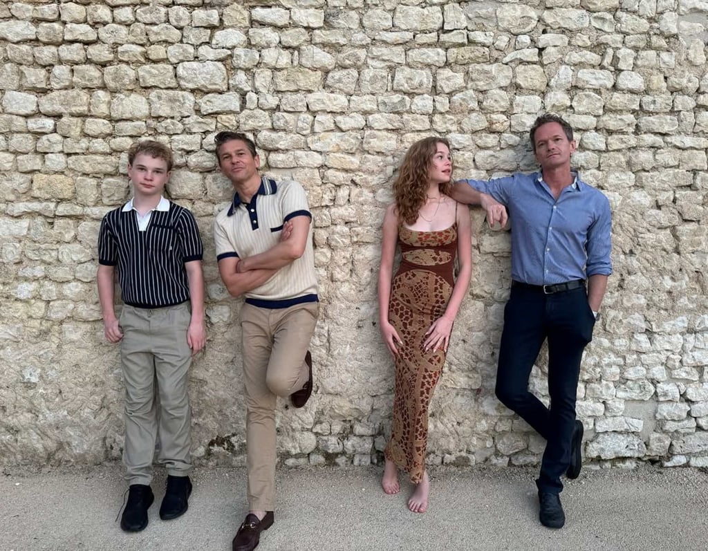 Harper Grace Burtka-Harris, her brother Gideon, and their fathers, David Burtka and Neil Patrick Harris, enjoy spring break in Cognac, France. Photo: @nph/Instagram
