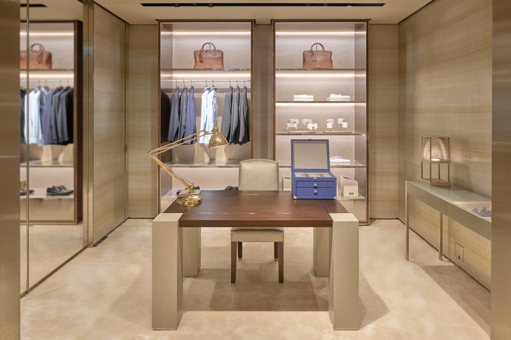 The Giorgio Armani menswear boutique at Pacific Place, Hong Kong, includes a private fitting room. Photo: Handout