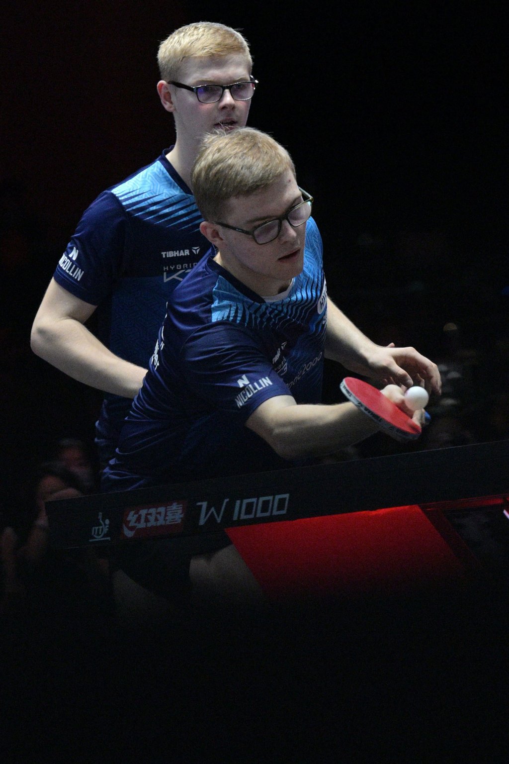 Felix Lebrun (back) and brother Alexis in action at February’s Singapore Smash. Photo: Xinhua