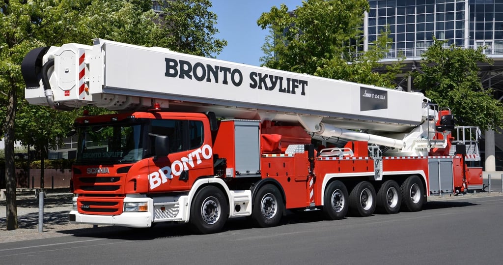 Bronto Skylift trucks have been deployed in several major cities, including Shenzhen and Toronto. Photo: Bronto Skylift