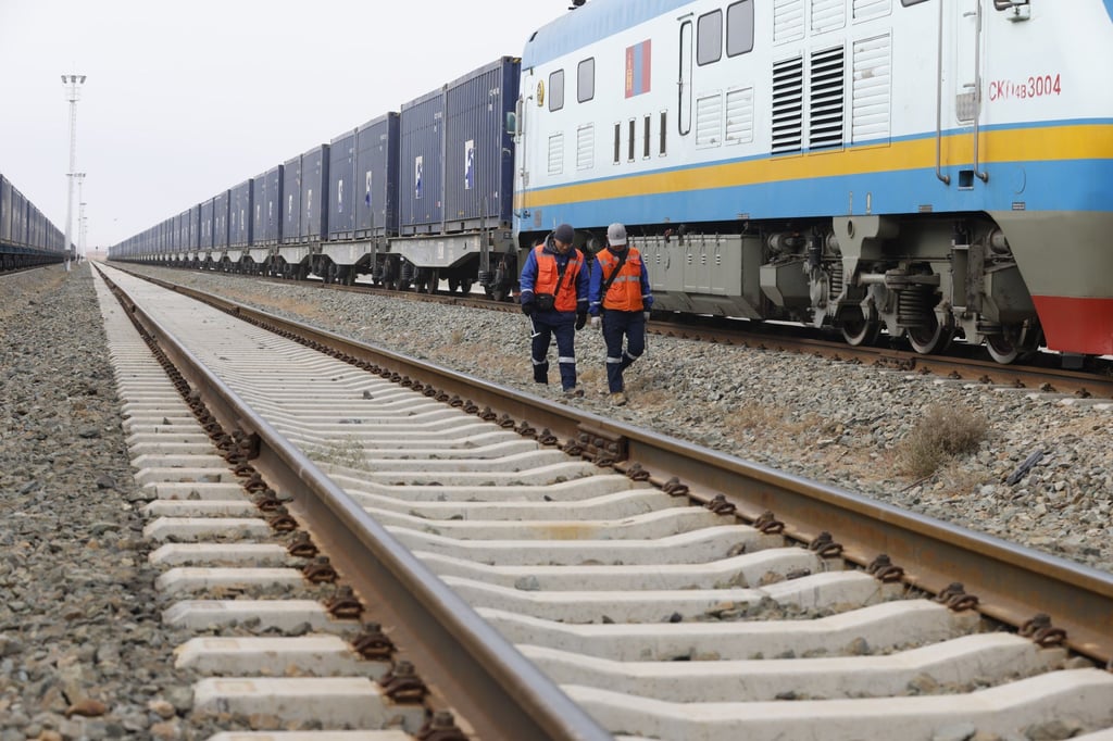 A train makes a stop to switch to the Khangi rail line on its way to the Chinese border. Photo: Morning Studio A train makes a stop to switch to the Khangi rail line on its way to the Chinese border. Photo: Morning Studio
