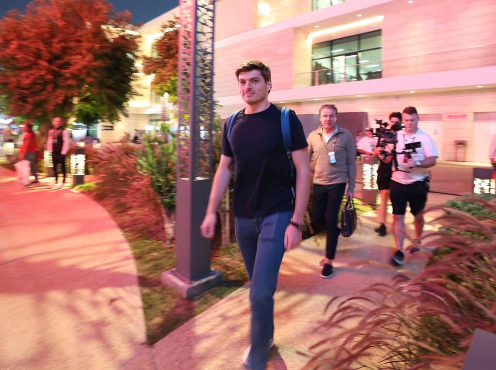 Max Verstappen arriving at the paddock of the Qatar Grand Prix in Lusail on Thursday. Photo: EPA