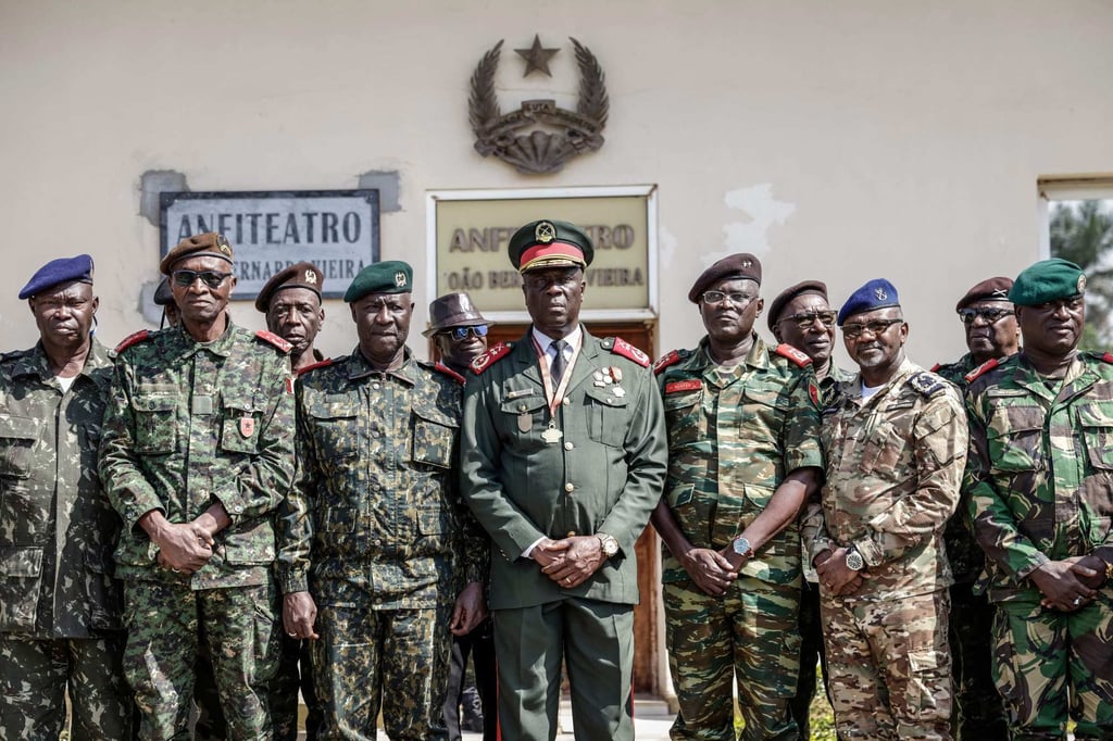 General Horta Inta-a with other military leaders after being sworn in as the transition leader. Photo: AFP
