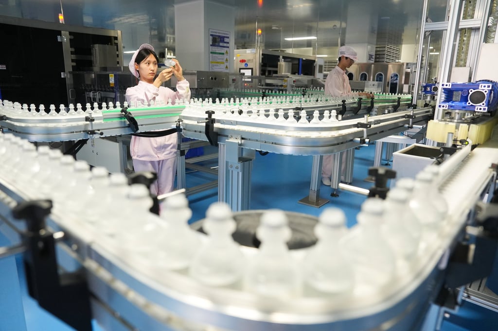 An employee works on the production line of Shijiazhuang No 4 Pharmaceutical Co in Shijiazhuang, Hebei province. Photo: VCG/VCG via Getty Images