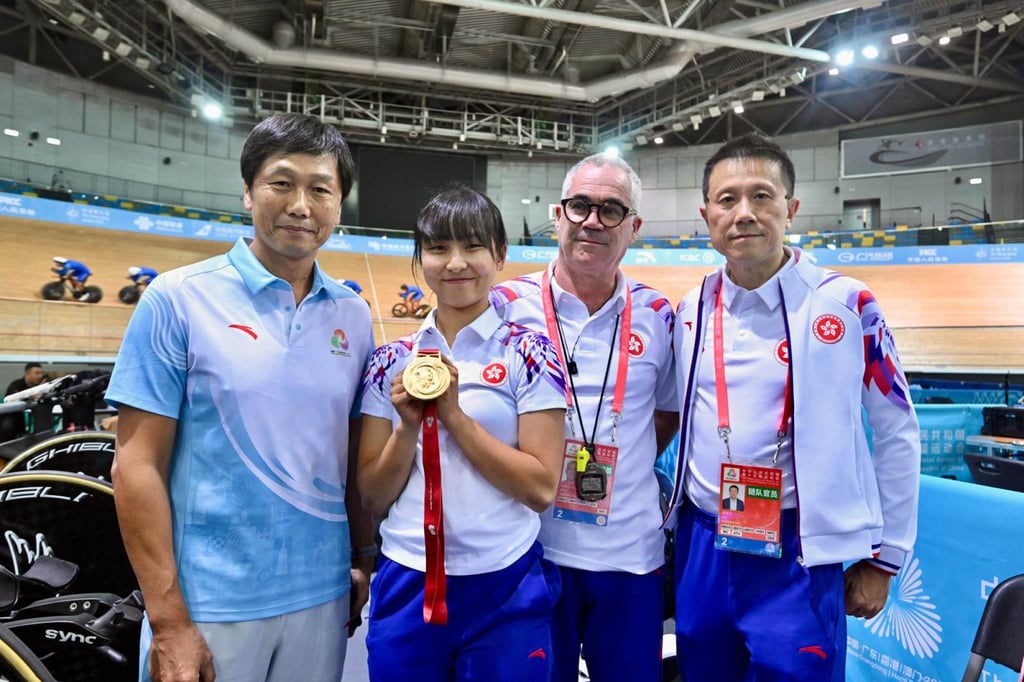 Yeung Tak-keung (left) with triple gold medallist Ceci Lee Sze-wing. Photo: Handout
