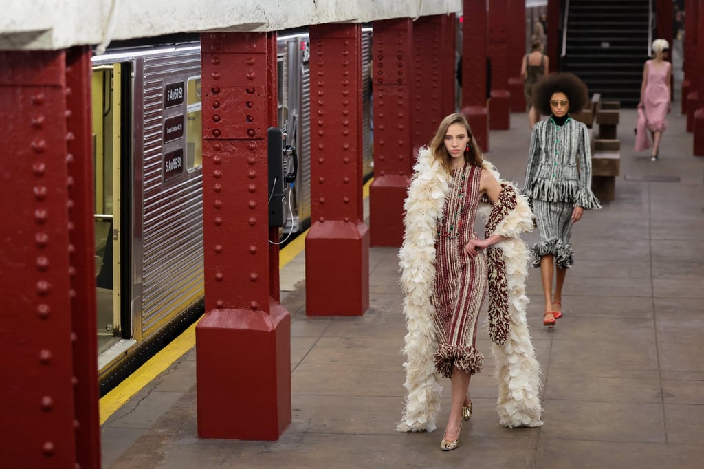 Outfits made of frayed and shredded tweed were part of the line-up. Photo: Reuters Outfits made of frayed and shredded tweed were part of the line-up. Photo: Reuters